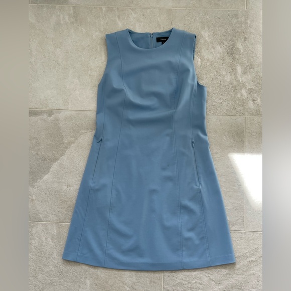 Theory Helaina Dress Size 4 Blue Sleeveless Wool Blend A-line *See Notes* - Picture 11 of 14